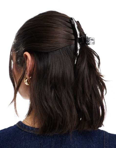 ASOS DESIGN – Klamra do włosów w stalowym kolorze z efektem stopienia - view 1