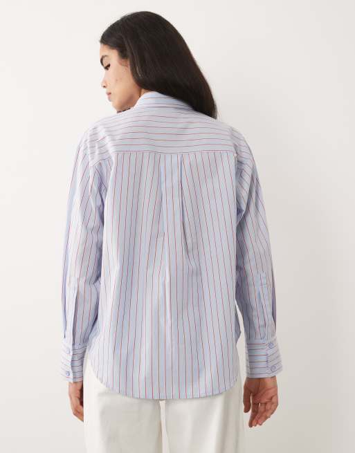 ASOS DESIGN - Klassiek gestreept overhemd van katoen in blauw en rood, 3 van 4