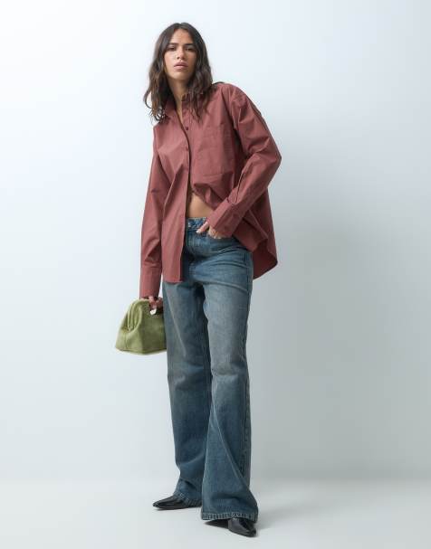 ASOS DESIGN klassiek katoenen overhemd in chocoladebruin - view 1