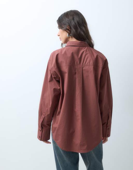 ASOS DESIGN klassiek katoenen overhemd in chocoladebruin, 4 van 4