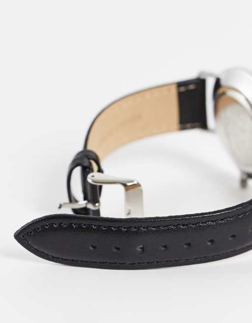 ASOS DESIGN - Klassiek leren horloge in zwart monochroom, 2 van 4