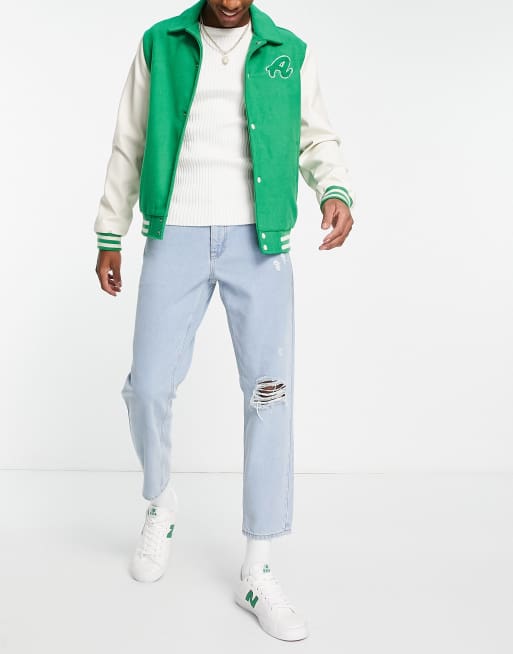 ASOS DESIGN - Klassieke stevige jeans met elastische tailleband en scheuren in licht stone met wassing , 4 van 4