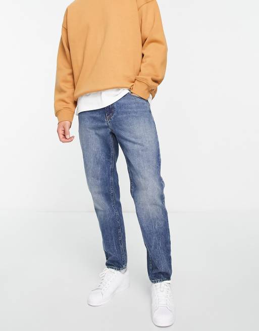 ASOS DESIGN – Klassische, feste Jeans in dunkelblauer Waschung