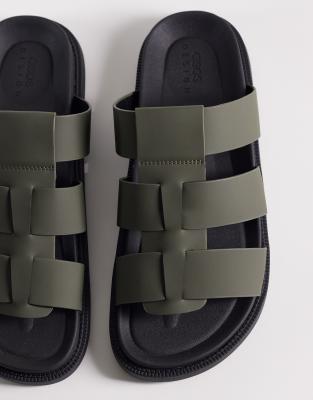 Klassische Riemen-Sandalen in Khaki-Grün Grün 40.5