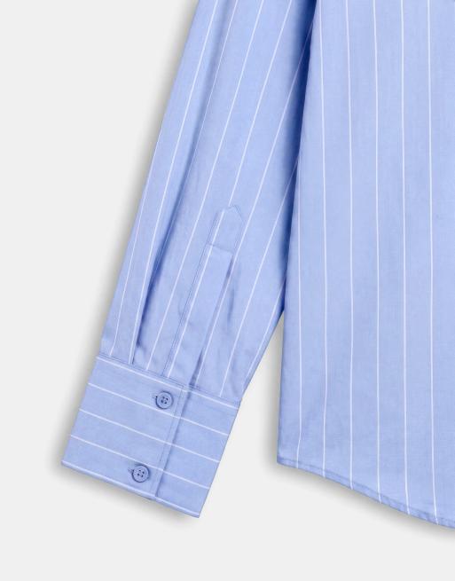 ASOS DESIGN klassisches Baumwollhemd in blauen Streifen, 9 von 9