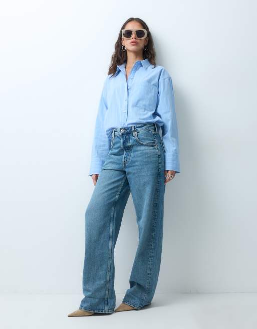 ASOS DESIGN klassisk bomuldsskjorte i blå stribe, 3 af 9