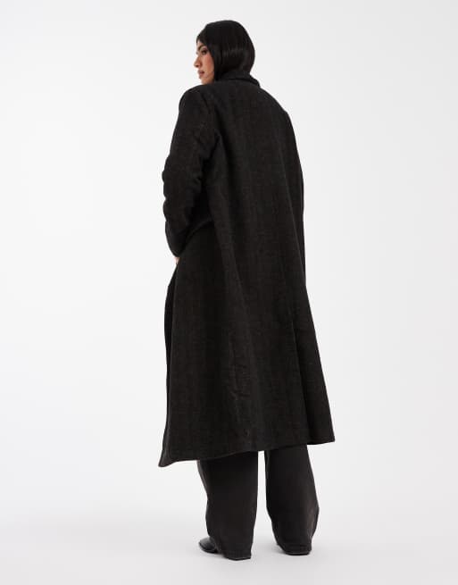 ASOS DESIGN - Klassisk dad-frakke i uldblanding med sildebensmønster, 2 af 4