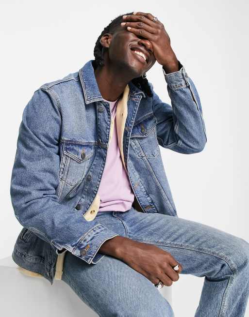 ASOS DESIGN – Klassisk jeansjacka i mellanblå tvätt