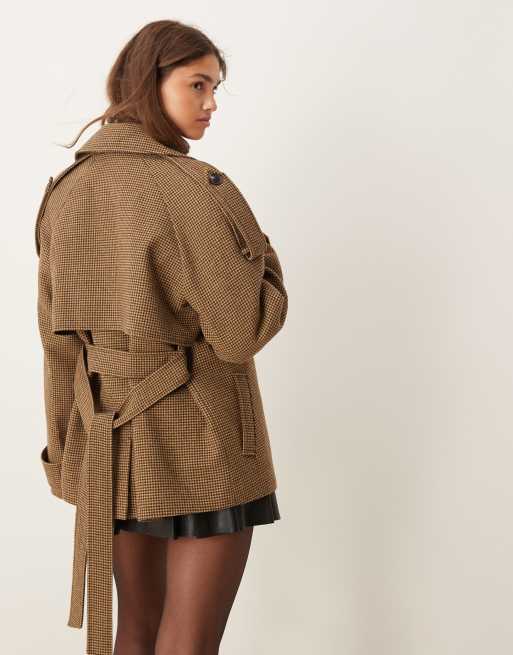 ASOS DESIGN – Klassiskt rutig, fin trenchcoat i oversize med markerade axlar, 3 av 4
