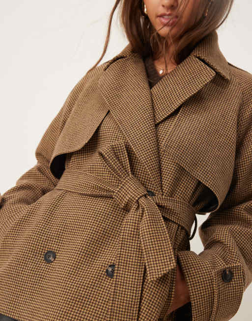 ASOS DESIGN – Klassiskt rutig, fin trenchcoat i oversize med markerade axlar, 4 av 4