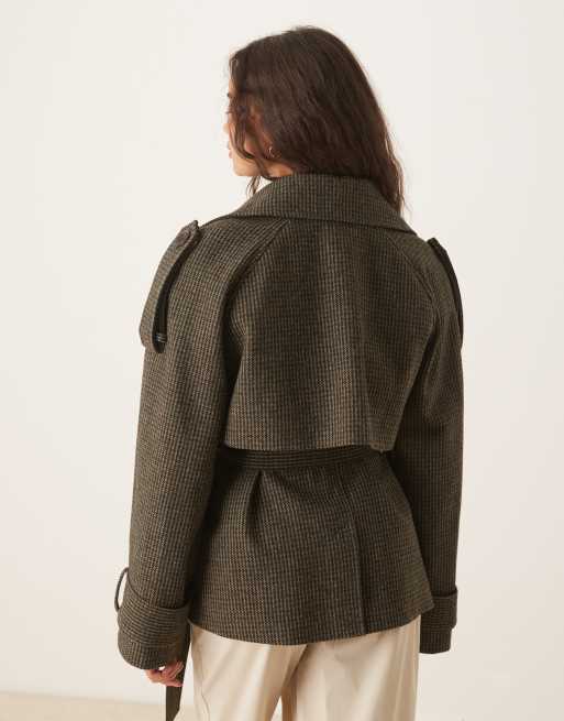 ASOS DESIGN – Klassiskt smårutig, uppklädd trenchcoat med skärp, 3 av 4