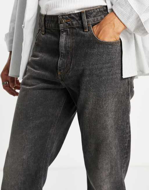 ASOS DESIGN – Klasyczne sztywne jeansy w spranym czarnym kolorze , 3 z 4