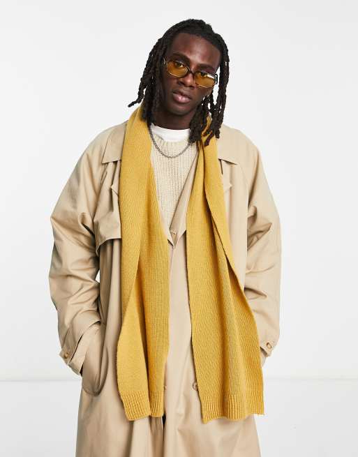ASOS DESIGN – Klasyczny szalik w musztardowym kolorze 