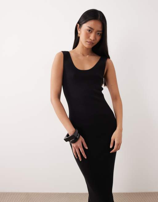 ASOS DESIGN – Kleid aus Baumwollmix in Schwarz mit U-Rückenausschnitt, 4 von 4