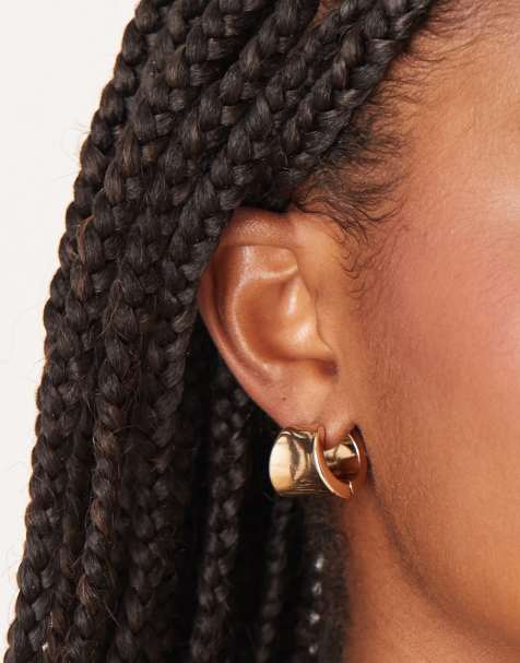 ASOS DESIGN – Kleine Creolen in Goldoptik mit breitem, klobigem Design - view 1