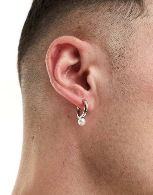 ASOS DESIGN – Kleine Creolen mit Perlenanhänger