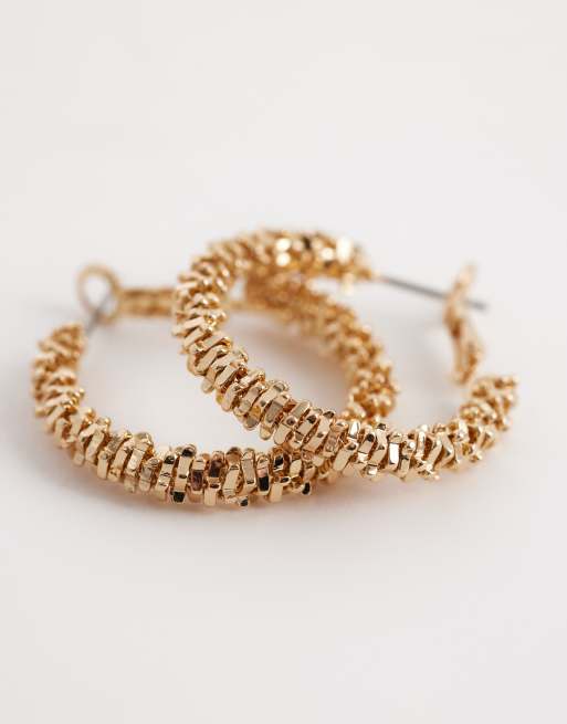 ASOS DESIGN – Kleine, goldfarbene Creolen im Perlen-Design, 3 von 4
