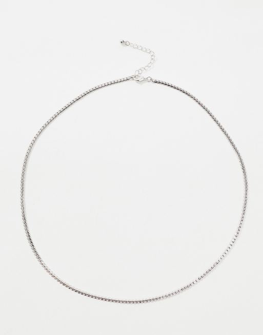 ASOS DESIGN – Kleine Halskette in Silber-Optik mit flachen Gliedern , 2 von 4