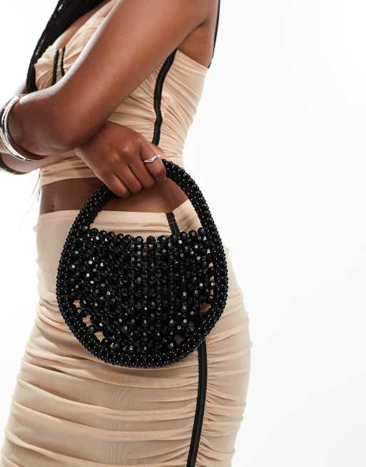 ASOS DESIGN - Kleine handtas met lage ronde bovenkant en kralen in zwart