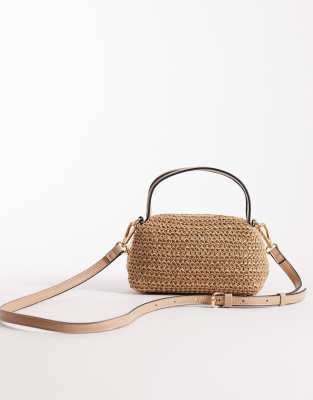 ASOS DESIGN - Kleine Henkel-Clutch in Natur mit abnehmbarem Umhängeriemen-Neutral