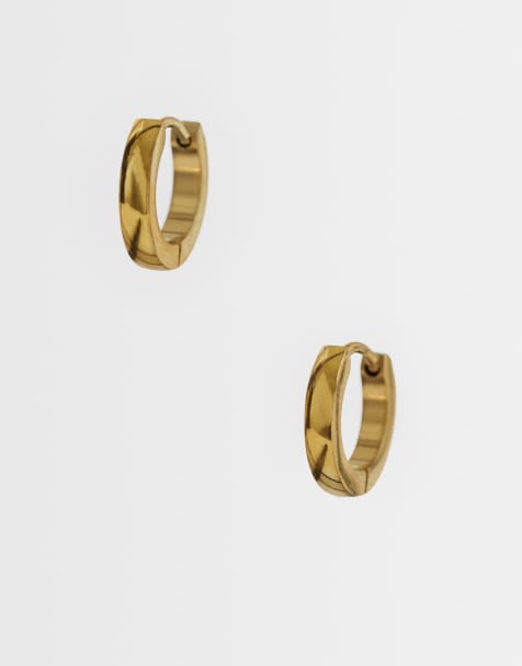 ASOS DESIGN - Kleine oorringen van waterbestendig roestvrij staal van 9mm in goud - view 1