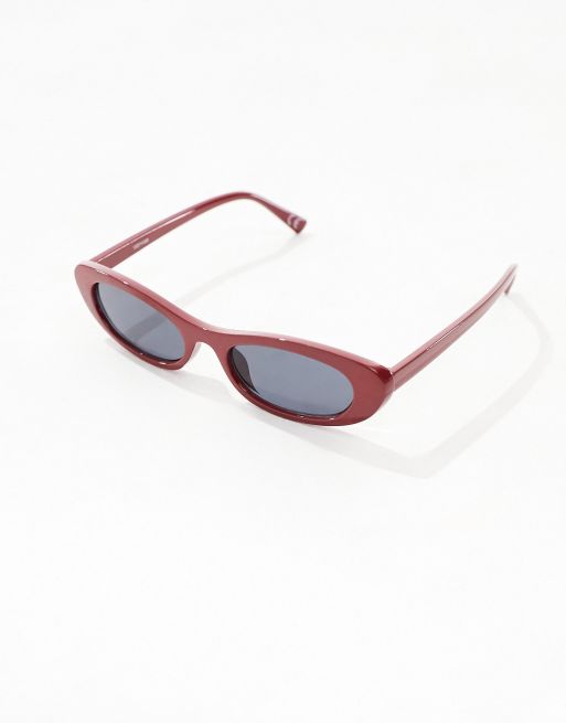 ASOS DESIGN – Kleine, schmale und ovale Sonnenbrille in Rot , 2 von 4