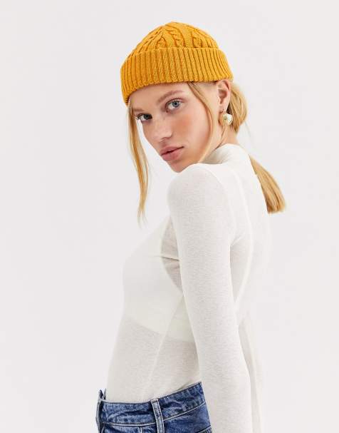 ASOS DESIGN – Kleine Seemannsmütze mit Zopfstrickmuster aus recycelten Materialien