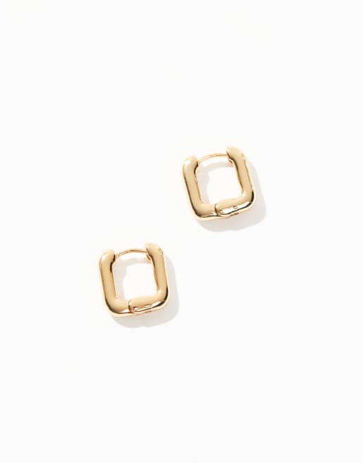 ASOS DESIGN - Kleine vierkante oorbellen verguld met 14k goud, 4 van 4