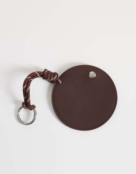 ASOS DESIGN – Kleiner Münztäschchen-Schlüsselanhänger in Schokobraun - view 1