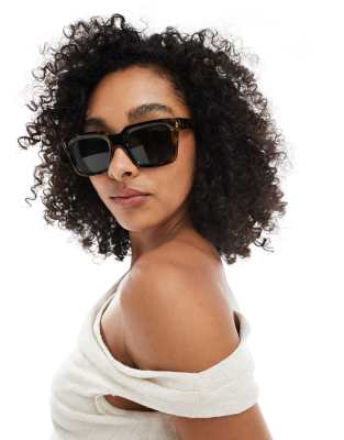 ASOS DESIGN - Klobige, eckige Sonnenbrille in Schildpatt-Optik-Braun