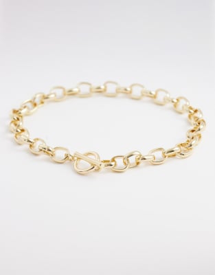 ASOS DESIGN - Klobige Halskette in Gold-Optik mit T-Steg-Details-Goldfarben