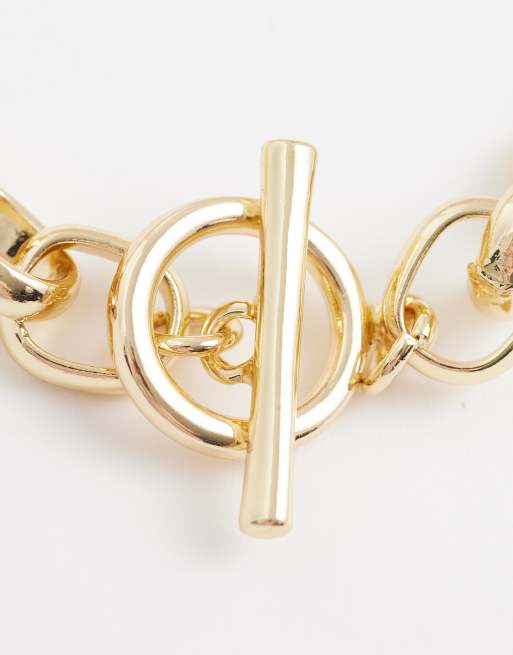 ASOS DESIGN – Klobige Halskette in Gold-Optik mit T-Steg-Details, 3 von 4