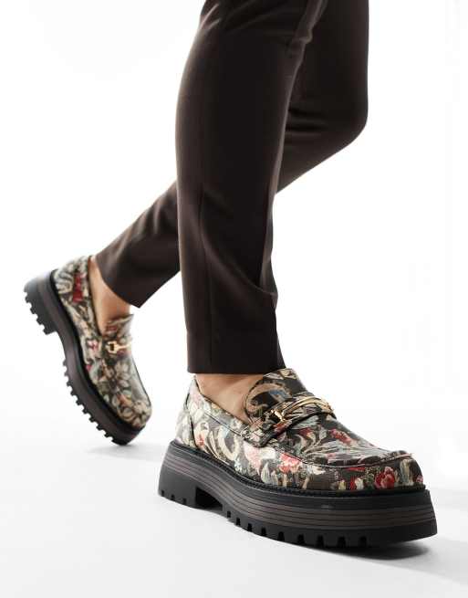 ASOS DESIGN Klobige Loafer aus floralem Jaquard ASOS