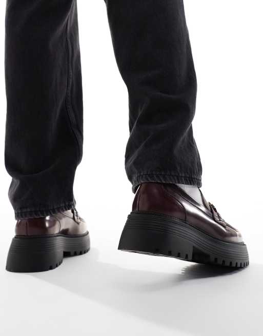 Asos burgundy loafers hotsell