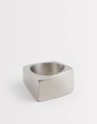 Klobiger, eckiger Ring aus wasserfestem Edelstahl in Silberoptik Silber XS
