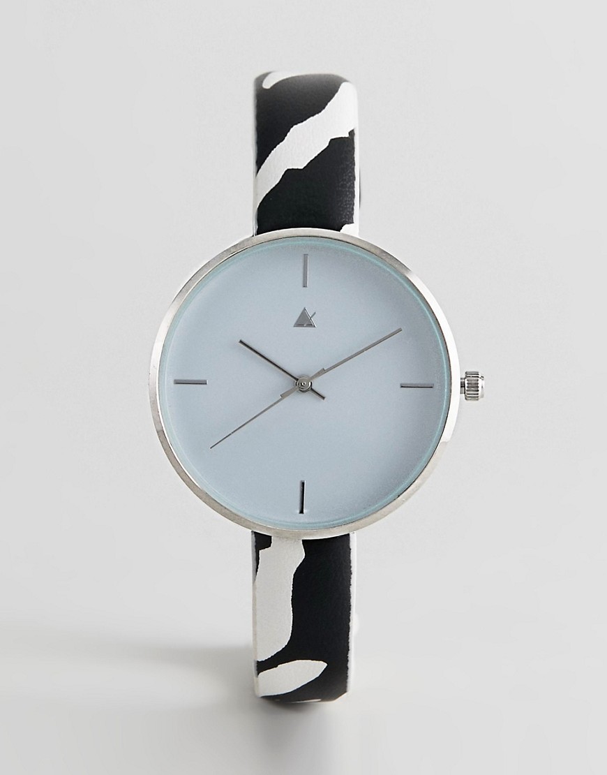 ASOS DESIGN – Klocka med sebramönstrat armband-Flerfärgad