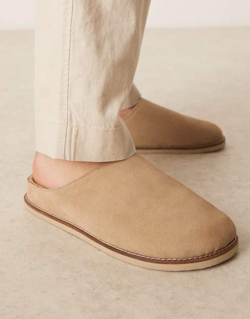 ASOS DESIGN - Klompsandalen met open achterkant van suède in stone, 3 van 4