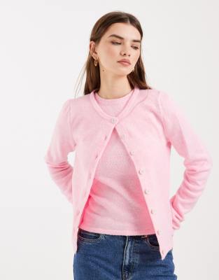 ASOS DESIGN - Knapp geschnittene Strickjacke in Rosa, Kombiteil