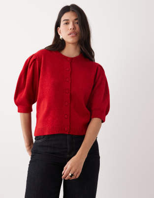ASOS DESIGN - Knapp geschnittene Strickjacke in Rot