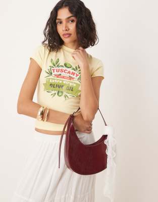 ASOS DESIGN - Knapp geschnittenes T-Shirt in Gelb mit „Tuscany Olive Oil"-Grafikprint-Rosa
