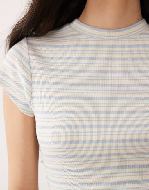 ASOS DESIGN – Knapp geschnittenes T-Shirt in gestreiftem Hellblau, 4 von 4