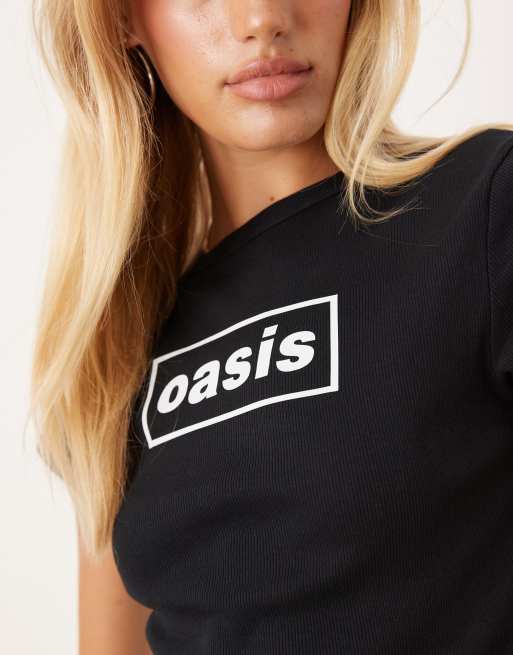 ASOS DESIGN – Knapp geschnittenes T-Shirt in Schwarz mit lizenziertem „Oasis“-Print, 2 von 4