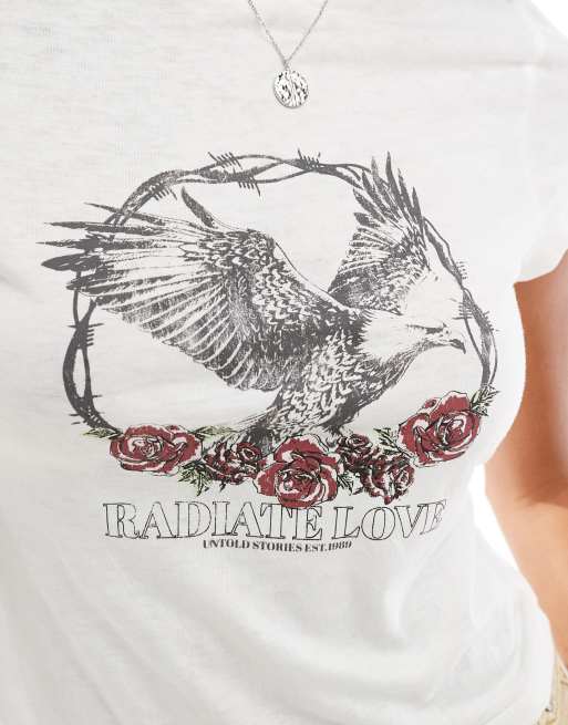 ASOS DESIGN – Knapp geschnittenes T-Shirt in Weiß mit Ausbrennermuster und „Eagle Rock“-Grafikprint, 3 von 4