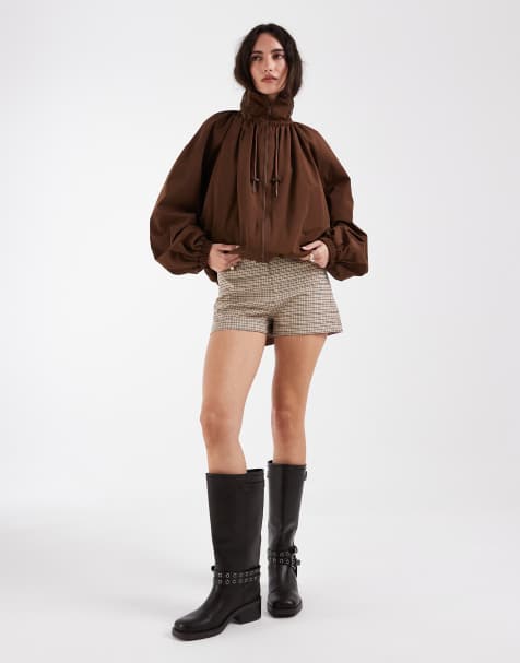 ASOS DESIGN – Knappe, elegante Shorts in Beige kariert - view 1