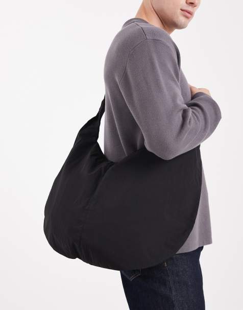 ASOS DESIGN – Knautschige Schultertasche in Schwarz - view 1