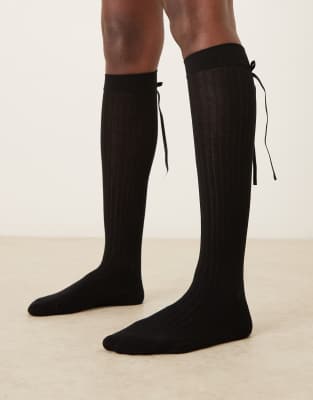 Asos Design Knee High Socks In Black