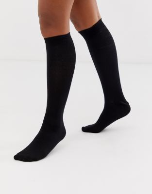 ASOS DESIGN knee high lace socks in black