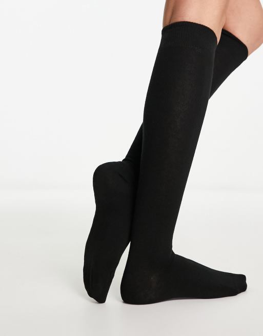 ASOS DESIGN knee high socks in black