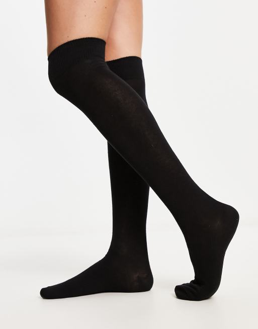 ASOS DESIGN knee high socks in black