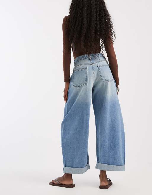 ASOS DESIGN knee pleat roll up hem barrel jean, 3 of 5